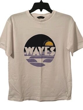 Nukutavake Boy’s White Multicolor Surfs Up Waves Graphic Top Shirt Size 16